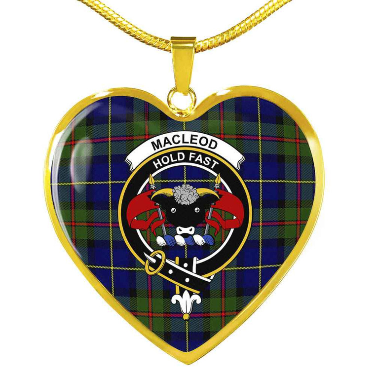 Scottish MacLeod of Lewis Clan Crest Tartan Necklace Heart Tartan Blether 2