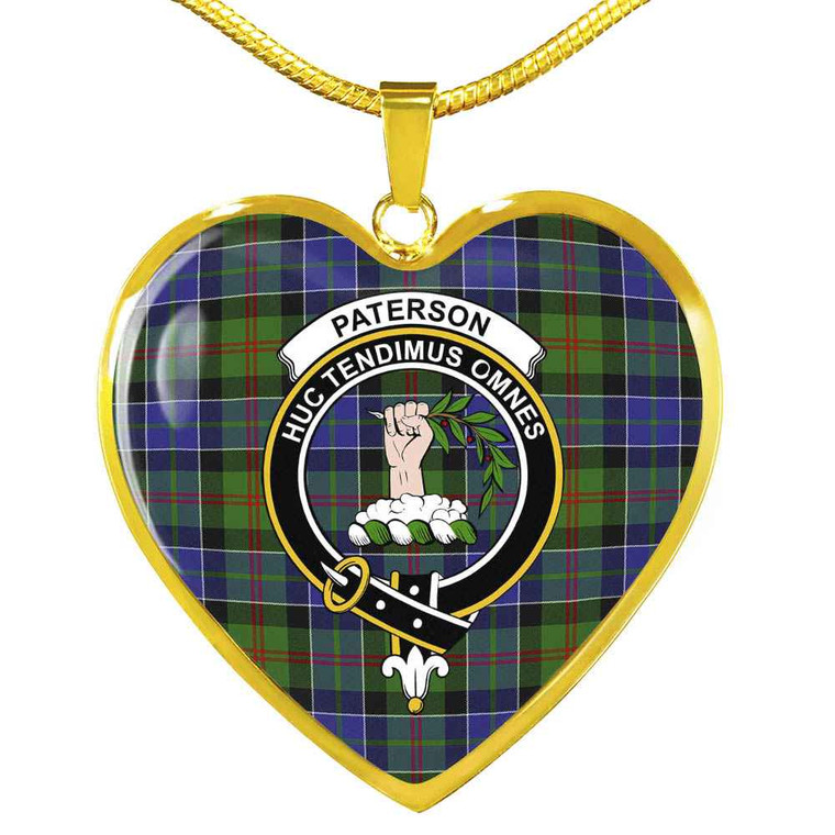 Scottish Paterson Clan Crest Tartan Necklace Heart Tartan Blether 2