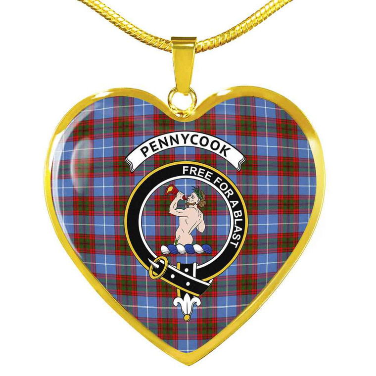 Scottish Pennycook Clan Crest Tartan Necklace Heart Tartan Blether 2