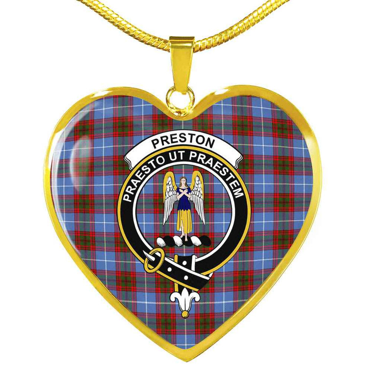 Scottish Preston Clan Crest Tartan Necklace Heart Tartan Blether 2