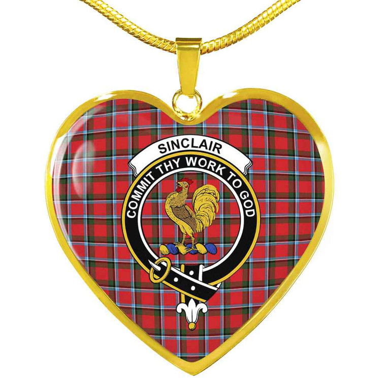 Scottish Sinclair Clan Crest Tartan Necklace Heart Tartan Blether 2