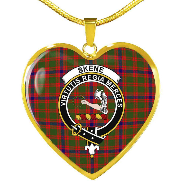 Scottish Skene Clan Crest Tartan Necklace Heart Tartan Blether 2