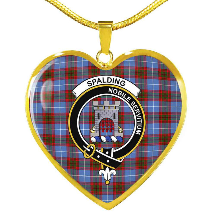 Scottish Spalding Clan Crest Tartan Necklace Heart Tartan Blether 2