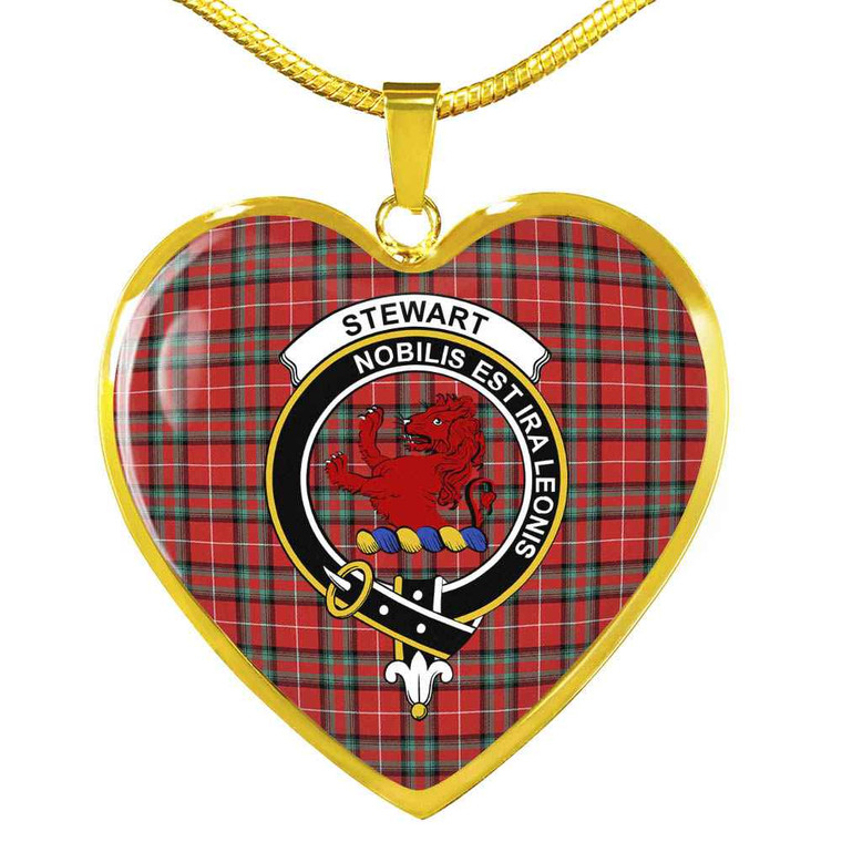 Scottish Stewart (Stuart) of Bute Clan Crest Tartan Necklace Heart Tartan Blether 2