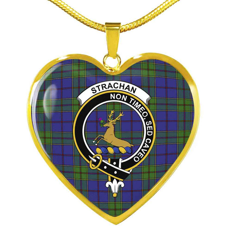 Scottish Strachan Clan Crest Tartan Necklace Heart Tartan Blether 2