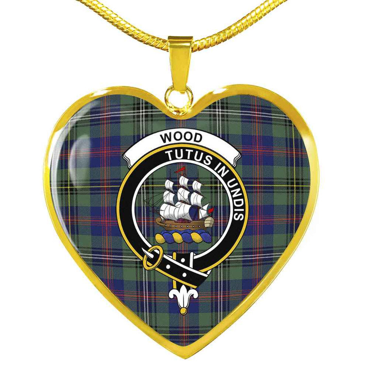 Scottish Wood Clan Crest Tartan Necklace Heart Tartan Blether 2