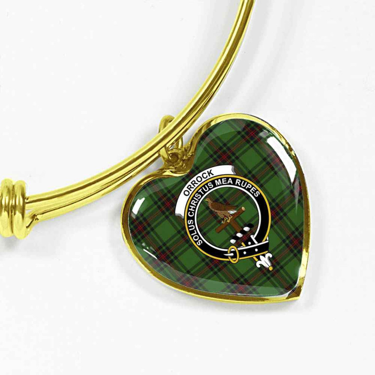 Scottish Orrock Clan Crest Tartan Bangle Heart Tartan Blether 2