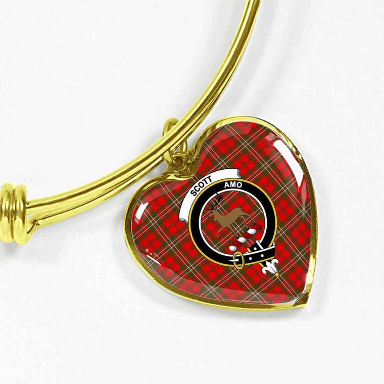Scottish Scott Clan Crest Tartan Bangle Heart Tartan Blether 2