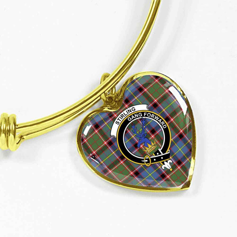 Scottish Stirling (of Cadder-Present Chief) Clan Crest Tartan Bangle Heart Tartan Blether 2