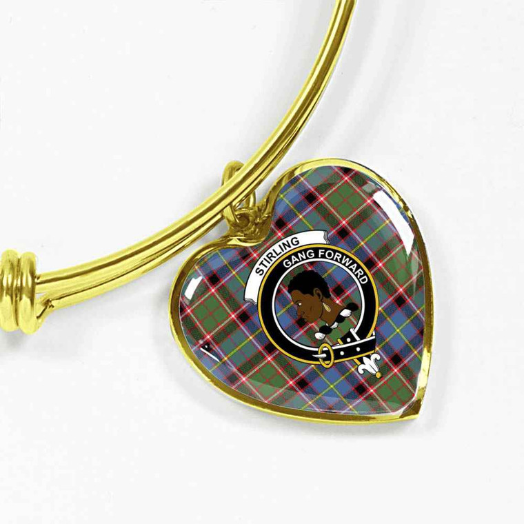 Scottish Stirling (of Keir) Clan Crest Tartan Bangle Heart Tartan Blether 2