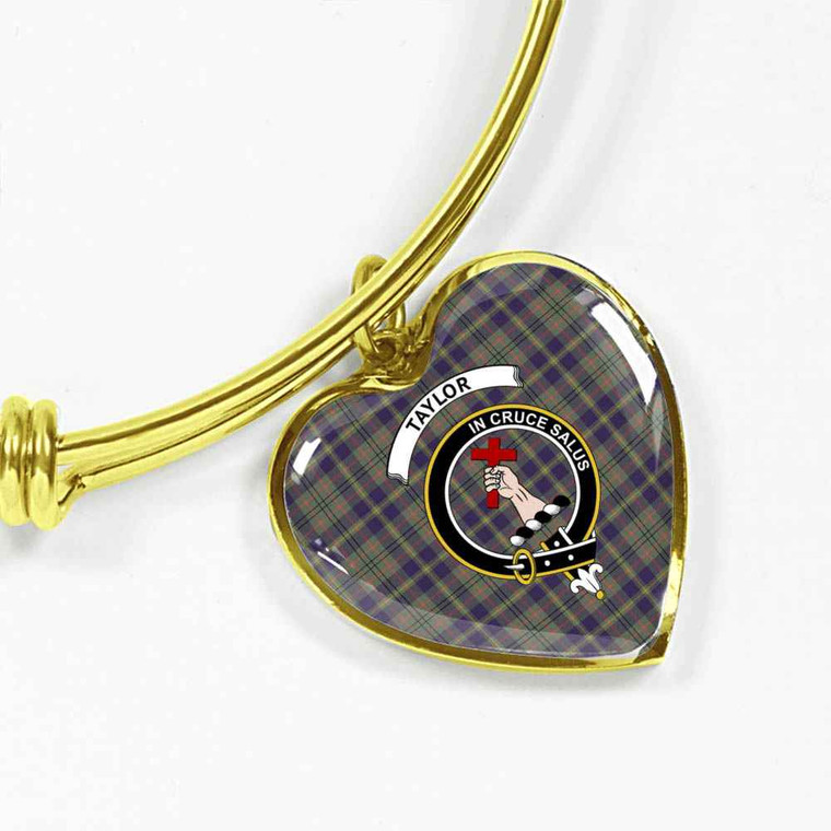 Scottish Taylor Clan Crest Tartan Bangle Heart Tartan Blether 2