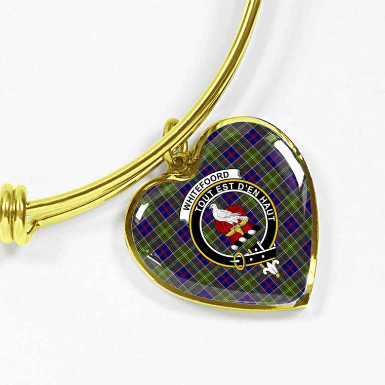 Scottish Whiteford Clan Crest Tartan Bangle Heart Tartan Blether 2