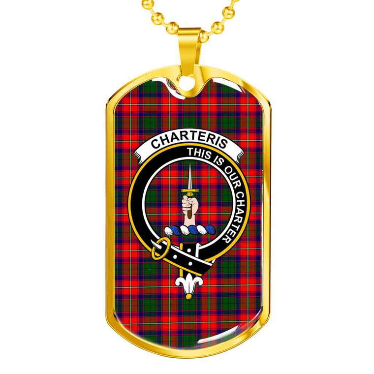 Scottish Charteris (Earl of Wemyss) Clan Crest Tartan Military Dog Tag Necklace Tartan Blether 2