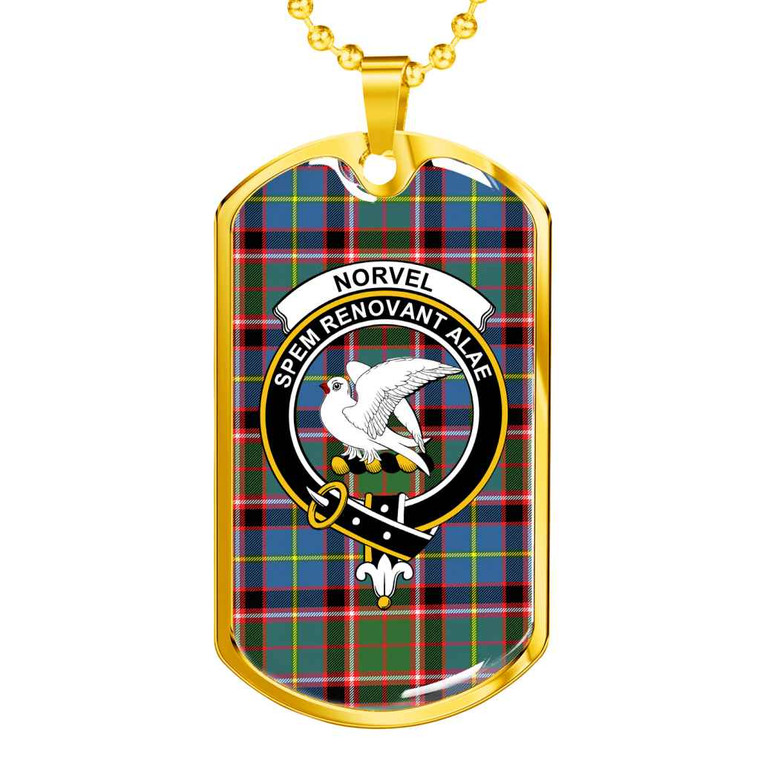 Scottish Norvel Clan Crest Tartan Military Dog Tag Necklace Tartan Blether 2