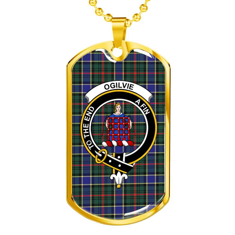 Scottish Ogilvie Clan Crest Tartan Military Dog Tag Necklace Tartan Blether 2