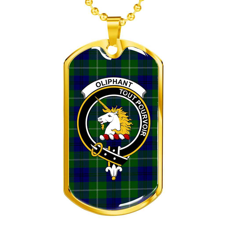 Scottish Oliphant Clan Crest Tartan Military Dog Tag Necklace Tartan Blether 2