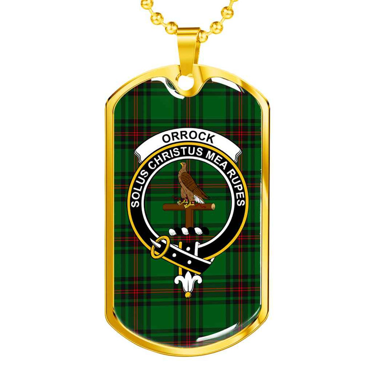 Scottish Orrock Clan Crest Tartan Military Dog Tag Necklace Tartan Blether 2
