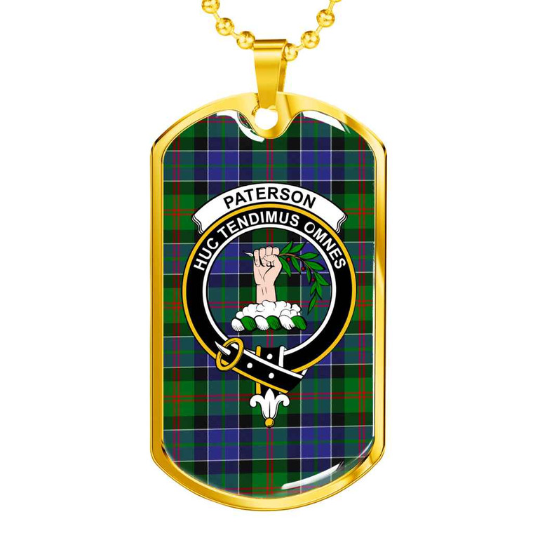 Scottish Paterson Clan Crest Tartan Military Dog Tag Necklace Tartan Blether 2