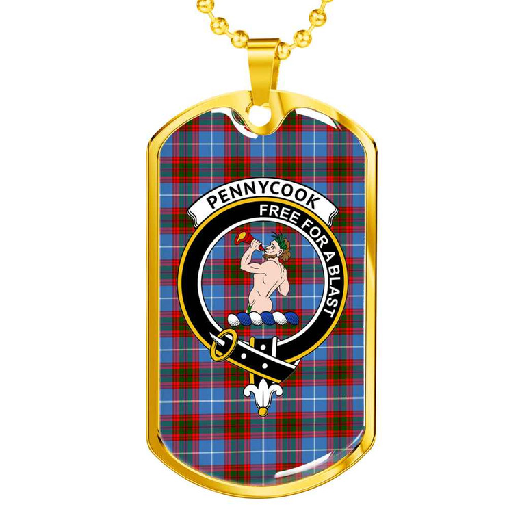 Scottish Pennycook Clan Crest Tartan Military Dog Tag Necklace Tartan Blether 2