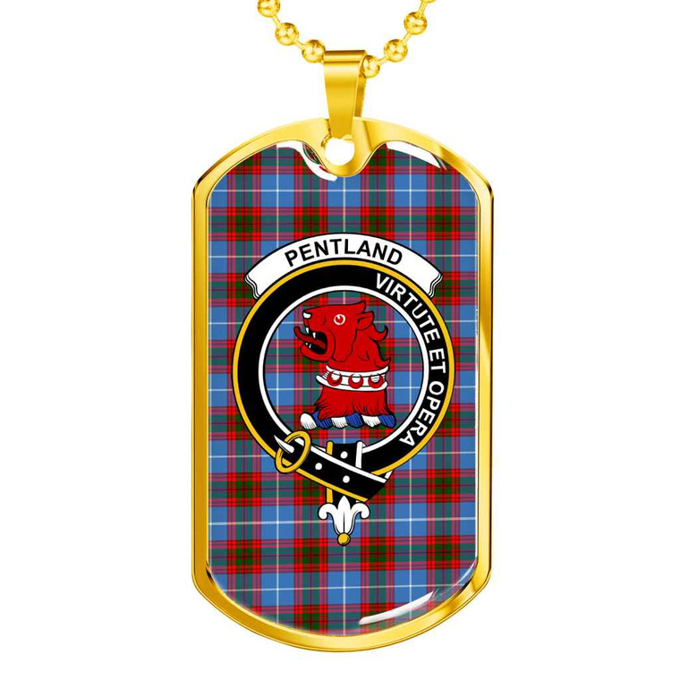 Scottish Pentland Clan Crest Tartan Military Dog Tag Necklace Tartan Blether 2