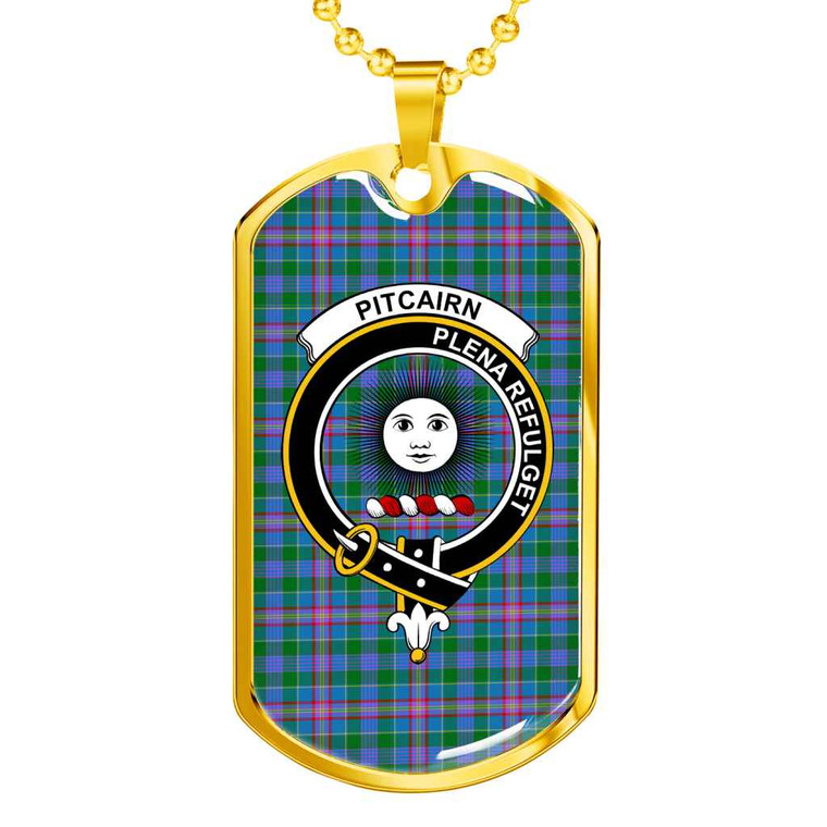 Scottish Pitcairn Clan Crest Tartan Military Dog Tag Necklace Tartan Blether 2