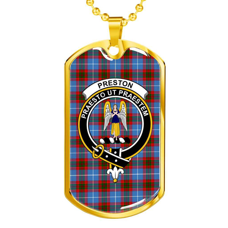 Scottish Preston Clan Crest Tartan Military Dog Tag Necklace Tartan Blether 2