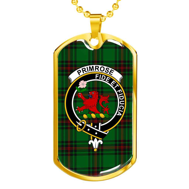Scottish Primrose Clan Crest Tartan Military Dog Tag Necklace Tartan Blether 2