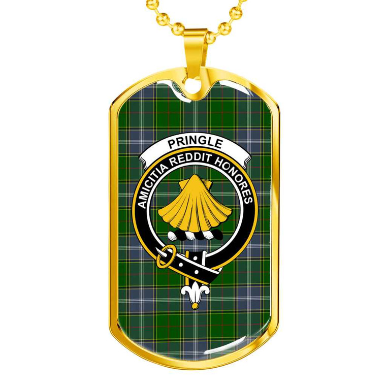 Scottish Pringle Clan Crest Tartan Military Dog Tag Necklace Tartan Blether 2