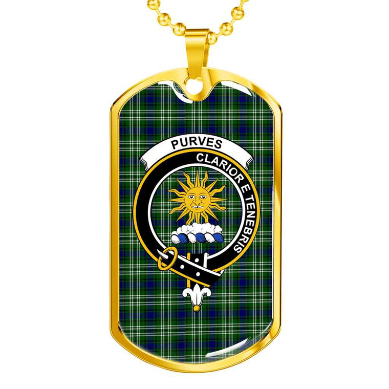 Scottish Purves Clan Crest Tartan Military Dog Tag Necklace Tartan Blether 2