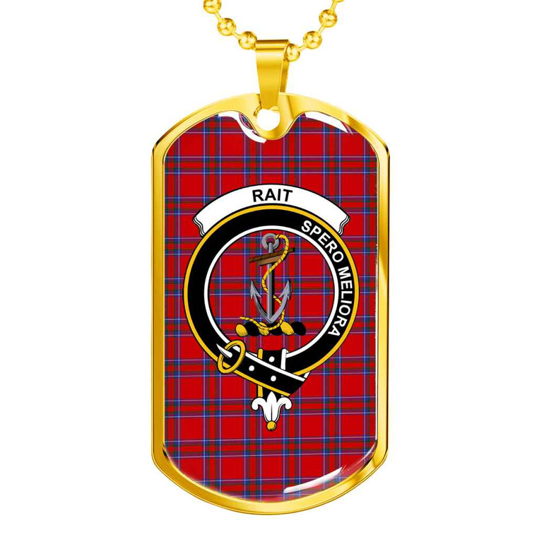 Scottish Rait Clan Crest Tartan Military Dog Tag Necklace Tartan Blether 2