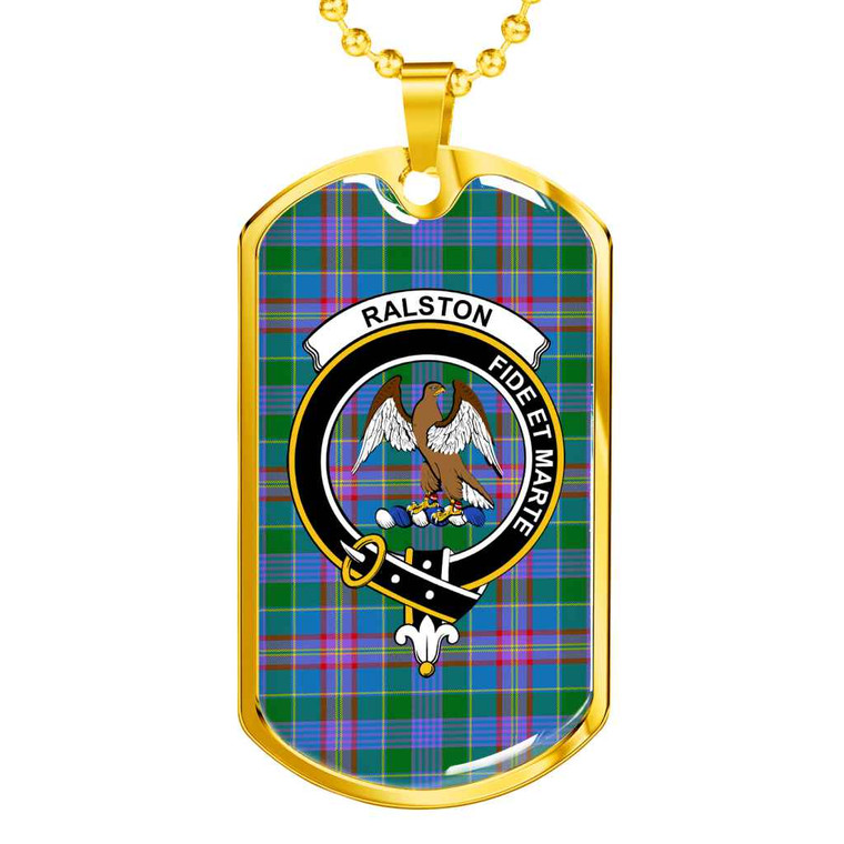 Scottish Ralston Clan Crest Tartan Military Dog Tag Necklace Tartan Blether 2
