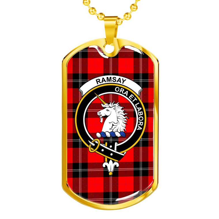 Scottish Ramsay Clan Crest Tartan Military Dog Tag Necklace Tartan Blether 2