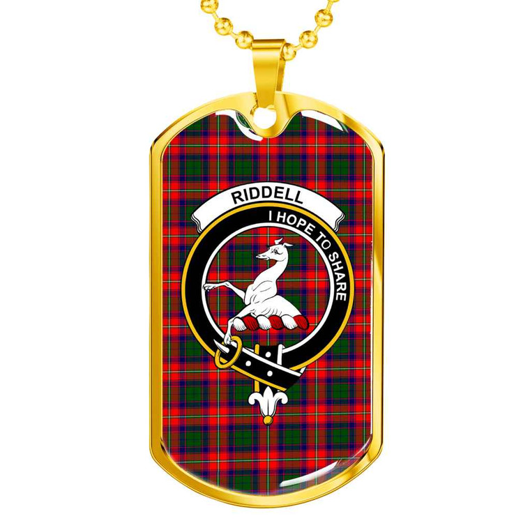 Scottish Riddell Clan Crest Tartan Military Dog Tag Necklace Tartan Blether 2