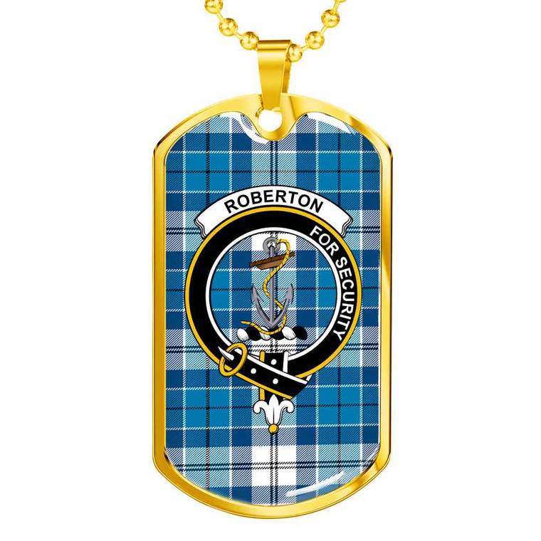 Scottish Roberton Clan Crest Tartan Military Dog Tag Necklace Tartan Blether 2