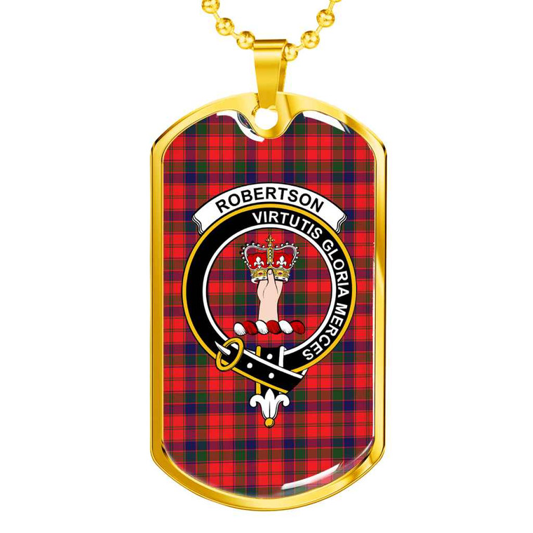 Scottish Robertson Clan Crest Tartan Military Dog Tag Necklace Tartan Blether 2