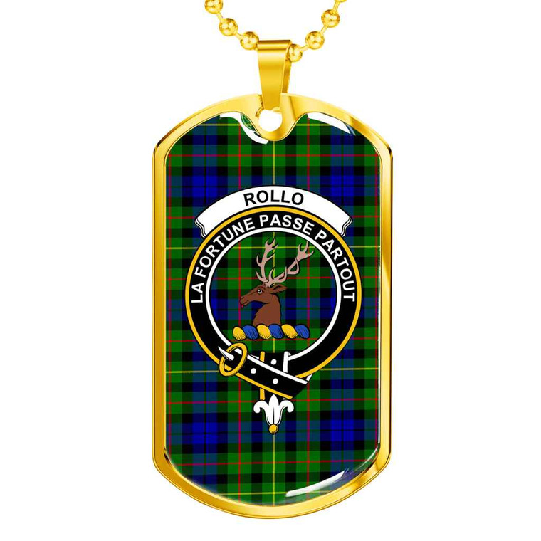 Scottish Rollo Clan Crest Tartan Military Dog Tag Necklace Tartan Blether 2