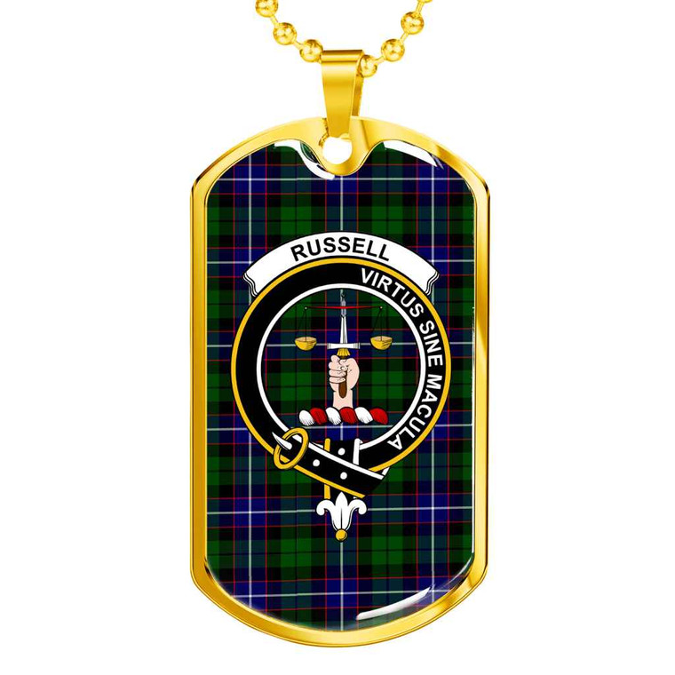 Scottish Russell Clan Crest Tartan Military Dog Tag Necklace Tartan Blether 2