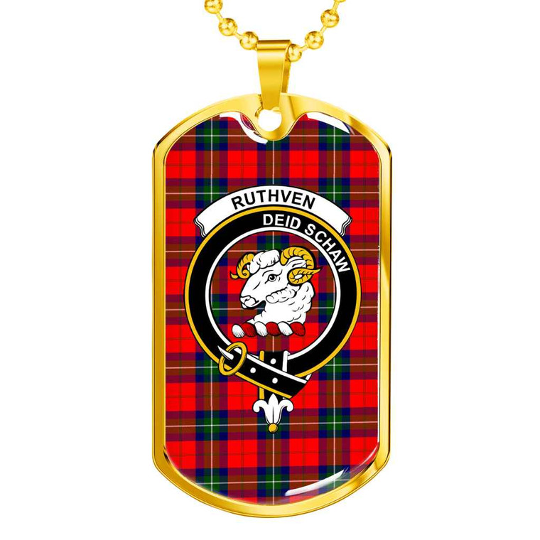 Scottish Ruthven Clan Crest Tartan Military Dog Tag Necklace Tartan Blether 2