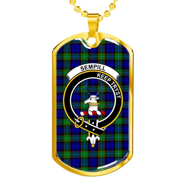Scottish Sempill Clan Crest Tartan Military Dog Tag Necklace Tartan Blether 2
