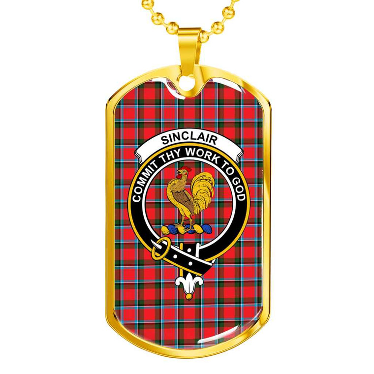 Scottish Sinclair Clan Crest Tartan Military Dog Tag Necklace Tartan Blether 2