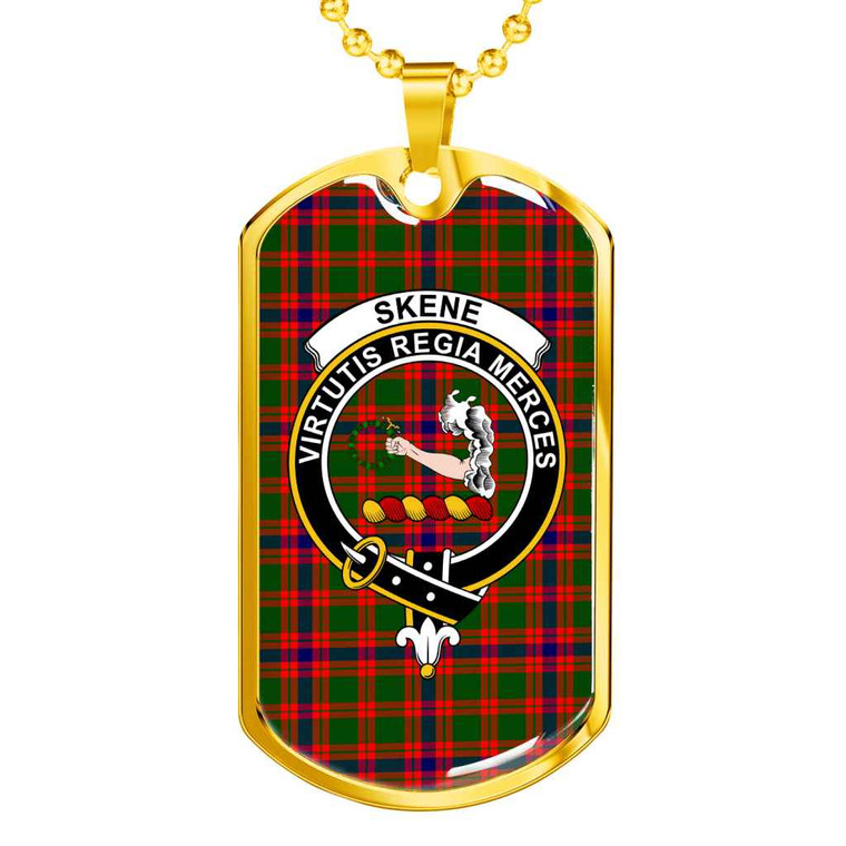 Scottish Skene Clan Crest Tartan Military Dog Tag Necklace Tartan Blether 2