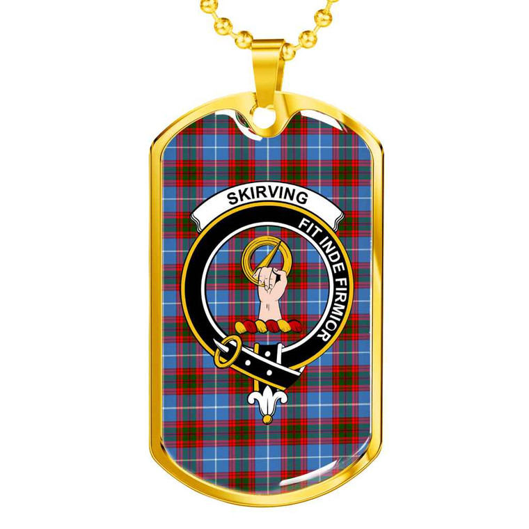 Scottish Skirving Clan Crest Tartan Military Dog Tag Necklace Tartan Blether 2