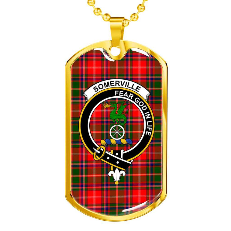 Scottish Somerville Clan Crest Tartan Military Dog Tag Necklace Tartan Blether 2