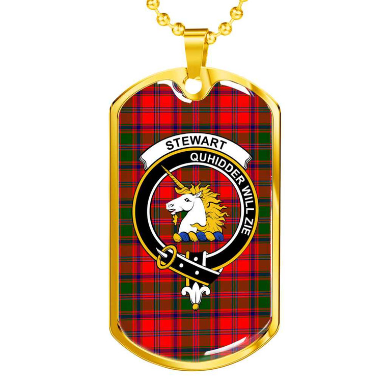 Scottish Stewart (of Appin) Clan Crest Tartan Military Dog Tag Necklace Tartan Blether 2