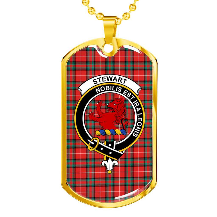 Scottish Stewart (Stuart) of Bute Clan Crest Tartan Military Dog Tag Necklace Tartan Blether 2