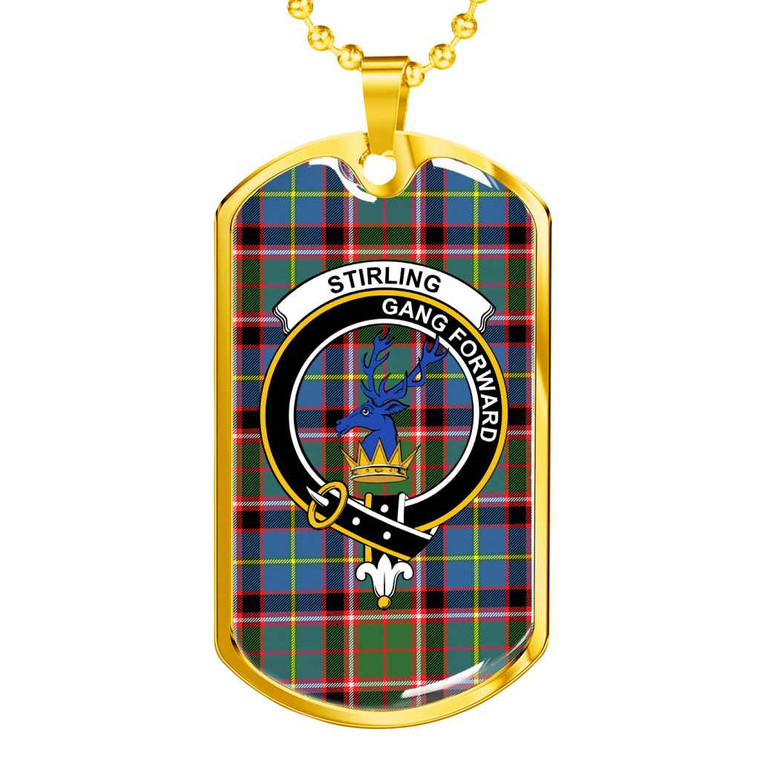 Scottish Stirling (of Cadder-Present Chief) Clan Crest Tartan Military Dog Tag Necklace Tartan Blether 2