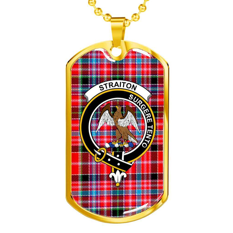 Scottish Straiton Clan Crest Tartan Military Dog Tag Necklace Tartan Blether 2
