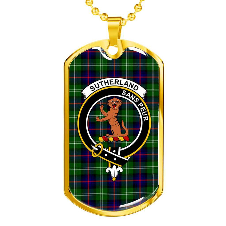Scottish Sutherland I Clan Crest Tartan Military Dog Tag Necklace Tartan Blether 2