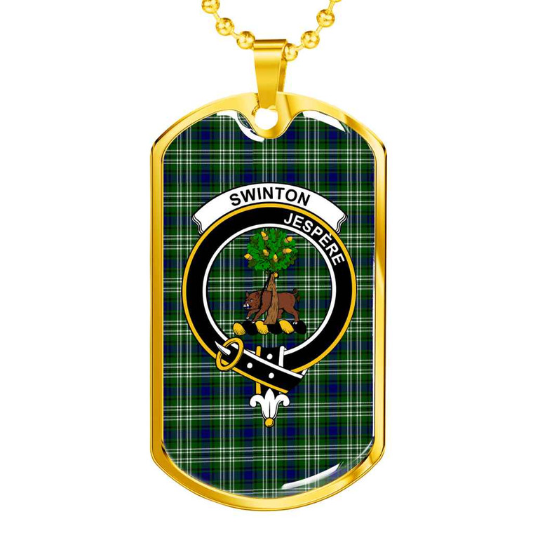 Scottish Swinton Clan Crest Tartan Military Dog Tag Necklace Tartan Blether 2