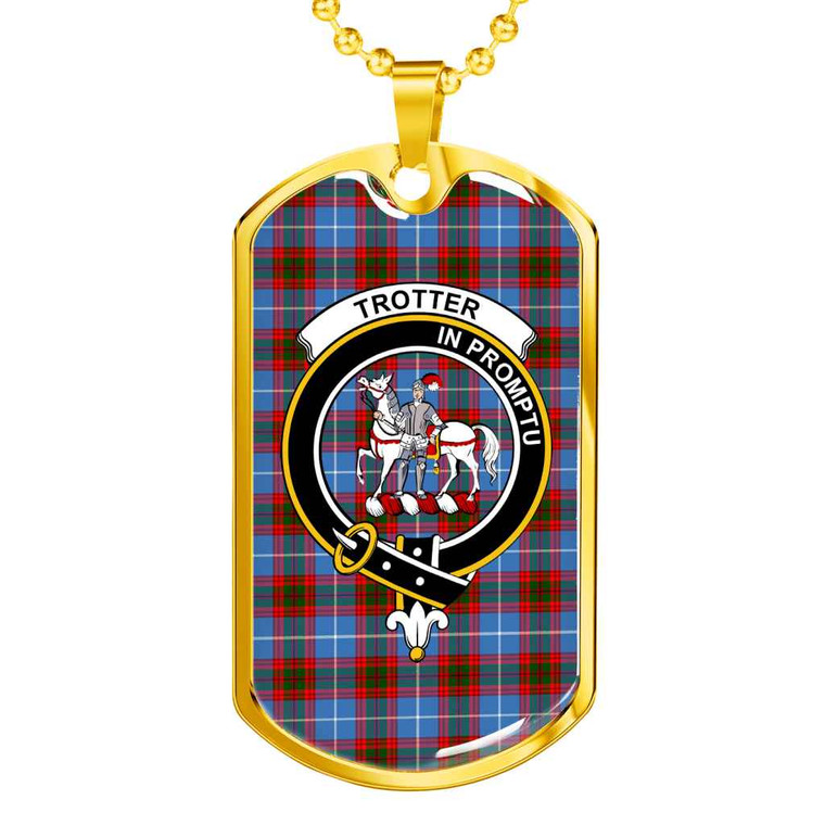 Scottish Trotter Clan Crest Tartan Military Dog Tag Necklace Tartan Blether 2